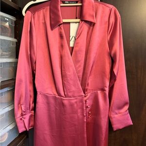 Zara Rose Satin Blouse dress